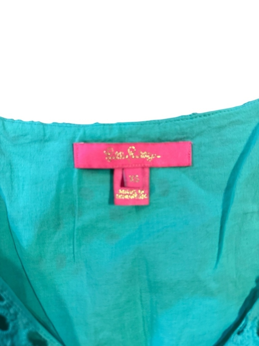 Lilly Pulitzer Turquoise Eyelet Ruffle Tank Top - Picture 2 of 3